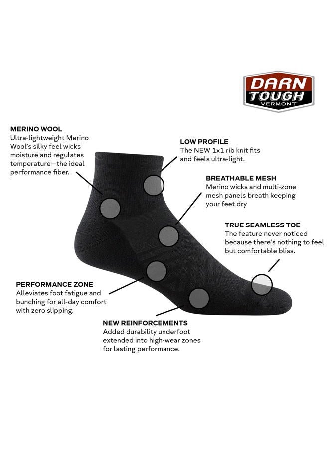 Darn Tough Tough Vermont - 1055 - Run Coolmax 1/4 Ultra-Lightweight with Cushion Men's Sock - White, Medium - Image 3