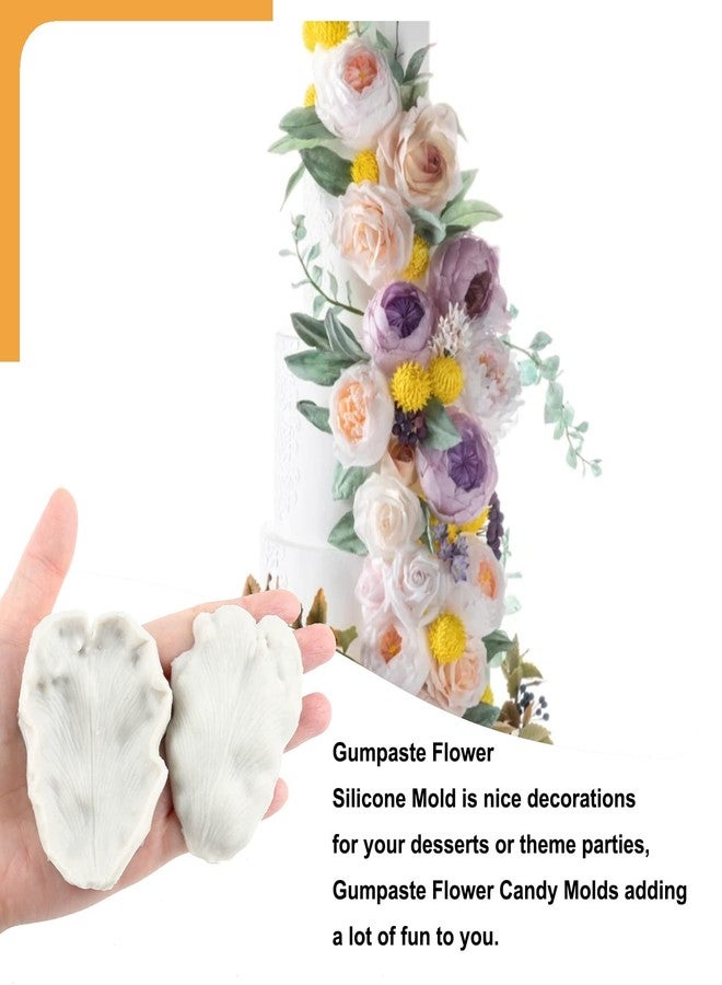 Sijiangmold Gumpaste Flower Silicone Veining Molds Fondant Rose Veined Mold Gum Paste Peony Flower Mold For Cake Decorating Chocolate Candy Cupcake Topper Polymer Clay Set Of 6 - Image 3