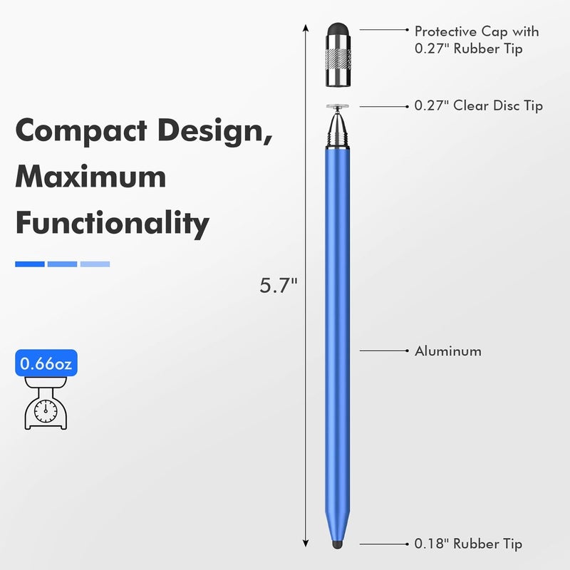 MEKO 3 in 1 Stylus Pens for Touch Screens, High Sensitivity & Precision Capacitive Stylus Pencil for Apple iPad iPhone Tablets Samsung Galaxy All Universal Touchscreen Devices (2 Pack-Black/Blue) - Image 3