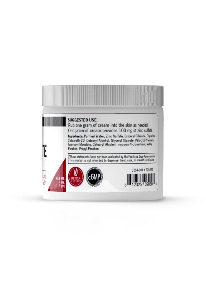 Kirkman - Zinc Sulfate Topical Cream - 4 fl oz - Fast Absorption - 10% Zinc Sulfate - Hypoallergenic - Image 2