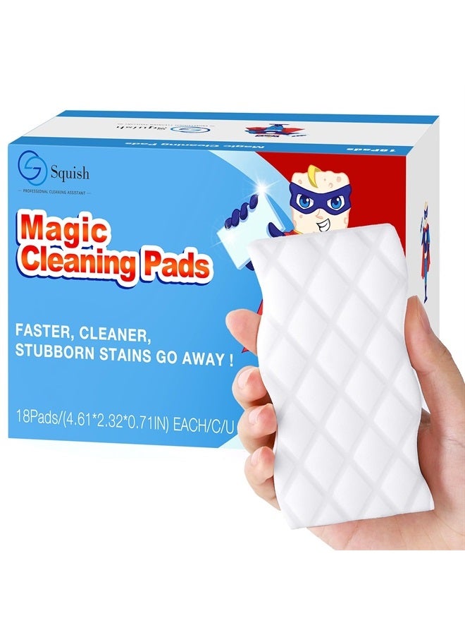 Squish Sponge Cleaning Pads, 18 Pack for Walls, Oven, Kitchen - With Melamine Foam, Universal Cleaner - Image 1
