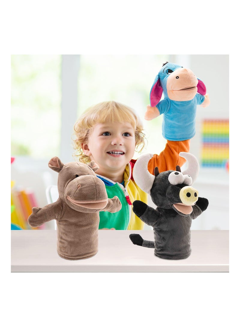 3-Pack 9.5-Inch Soft Plush Animal Hand Puppets for Kids - Ideal for Storytelling, Teaching, Role-Play, and Educational Fun for Toddlers, Boys, and Girls. Perfect Preschool Toy! - Image 2