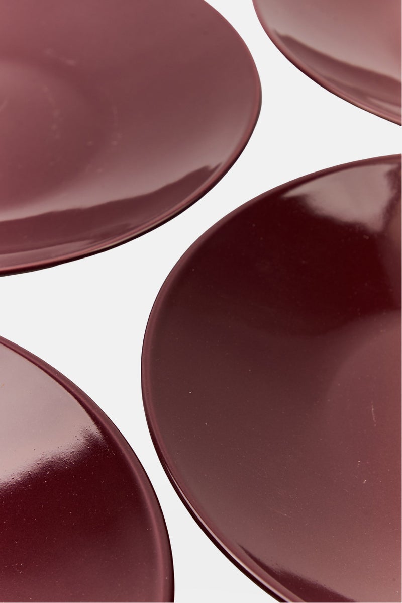 Maser 4 Pieces Dessert Plates Set, Burgundy - Image 3
