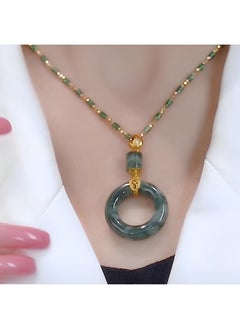 ريوكل قلادة نسائية من اليشم بتصميم ماسي قلادة من اليشم لجلب الحظ السعيد هدايا للسيدات  - Image 2
