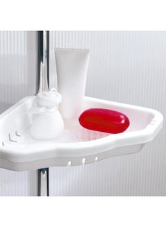 Primanova Primanova Non-Rust 4 Plastic Tier, Spring Corner Shelf Storage Shower, Wall Hanging Toilet Shelf Organizer, Pole Aluminum (White)  - Image 2