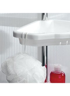 Primanova Primanova Non-Rust 4 Plastic Tier, Spring Corner Shelf Storage Shower, Wall Hanging Toilet Shelf Organizer, Pole Aluminum (White)  - Image 3