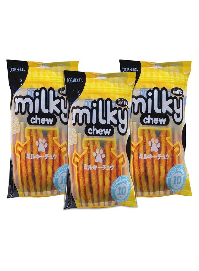 Dogaholic Milky Chew Stick Style Dog Treats | Premium Cheese and Chicken Flavored Snack | Strengthens Teeth and Bones | Highly Digestible, Nutritious Treats for Dogs of All Ages and Breeds | Pack of 3 - Image 1