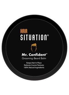 Hair Situation Mr. Confident Beard Balm - 100% All Natural and Organic Ingredients. Leave-in-Conditioner, Smooths, Shape, Moisturizes, Styling Hold, Soften Coarse Hair for a Fuller and Healthy-Looking Beard 2 Fl Oz 