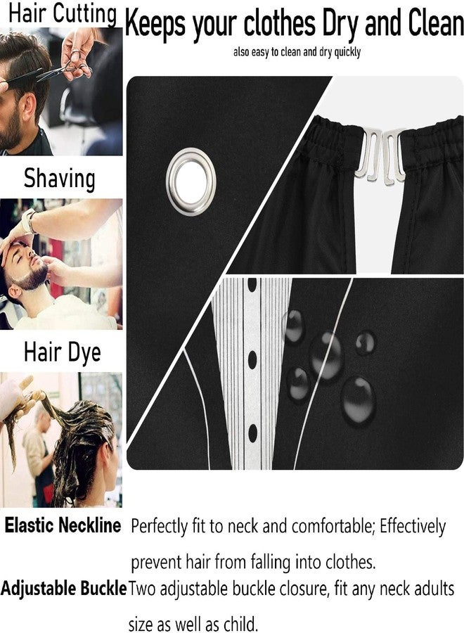 visesunny Tuxedo Design On Black Barber Cape Anti-Static Hair Cutting Cape with Snap Closure Professional Salon Polyester Beard Shaving Bib Water-Resistant Hairdressing Cape Adjustable Snap - Image 5