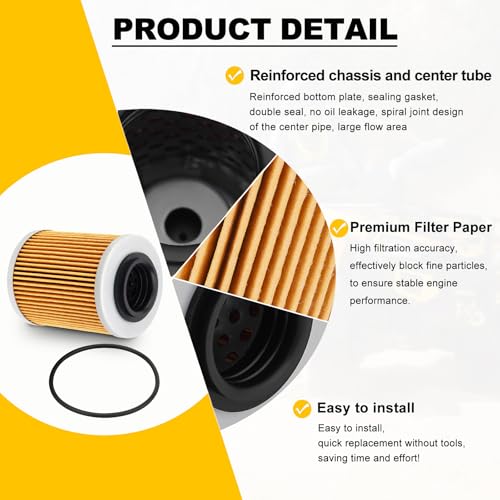FHSJXR 4 Pack 0800-011300 Oil Filter for CFMOTO Cforce Zforce Uforce 400 500 600 800 900 950 1000 Trail EPS UTV ATV Replace 0800-011300-00030,0800-011300-0004 Oil Filter with O-rings - Image 5