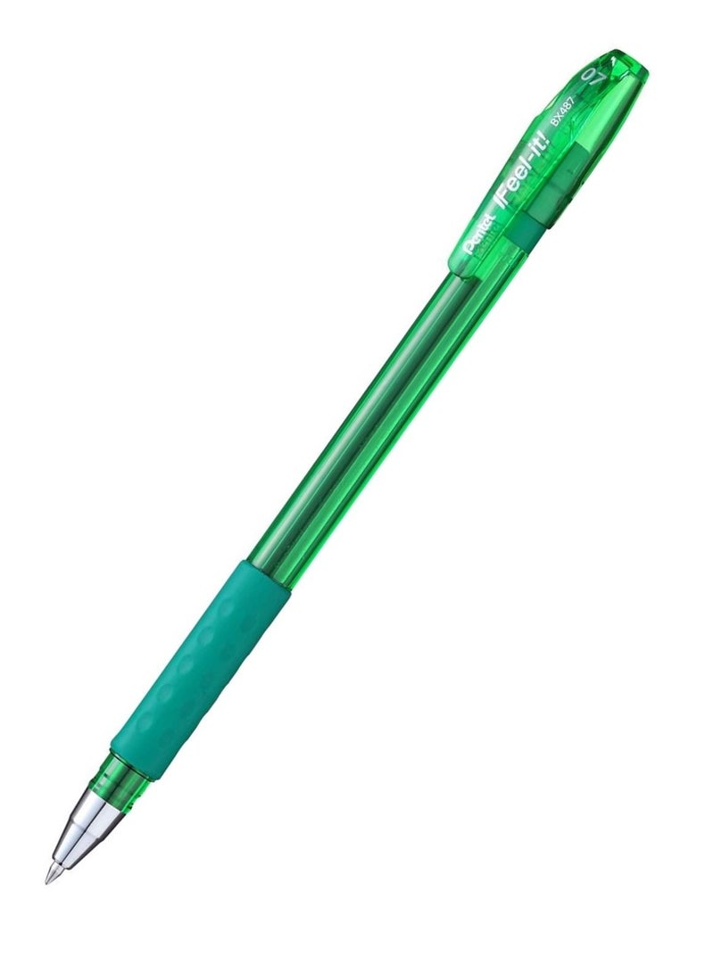 Pentel 12-Piece Ifeel-It Ballpoint Pen 0.7mm Tip Green Ink - Image 2