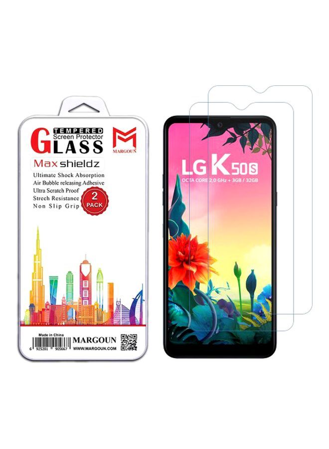 NIBEMINENT Pack Of 2 Max Shield Tempered Glass Screen Protector For LG K50S Clear - Image 2