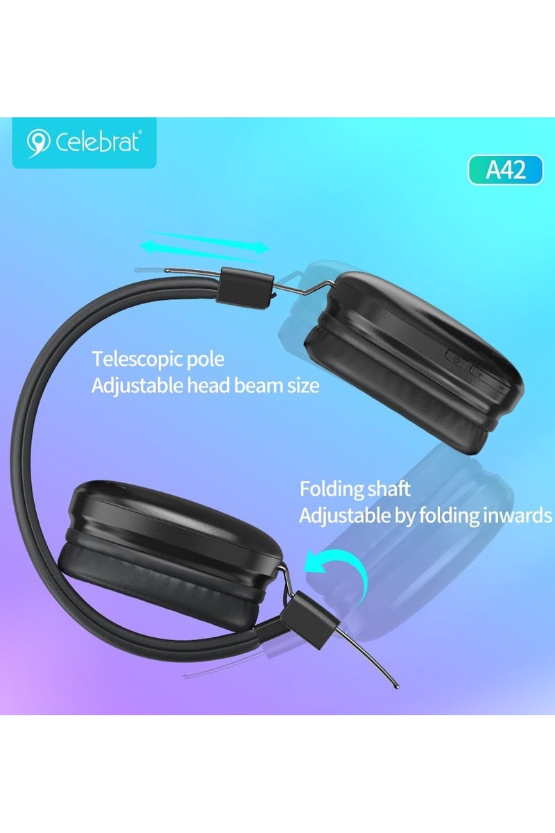 Celebrat A42 Wireless Stereo Surround Bass Headphone Headset Support TF Card  - Image 3