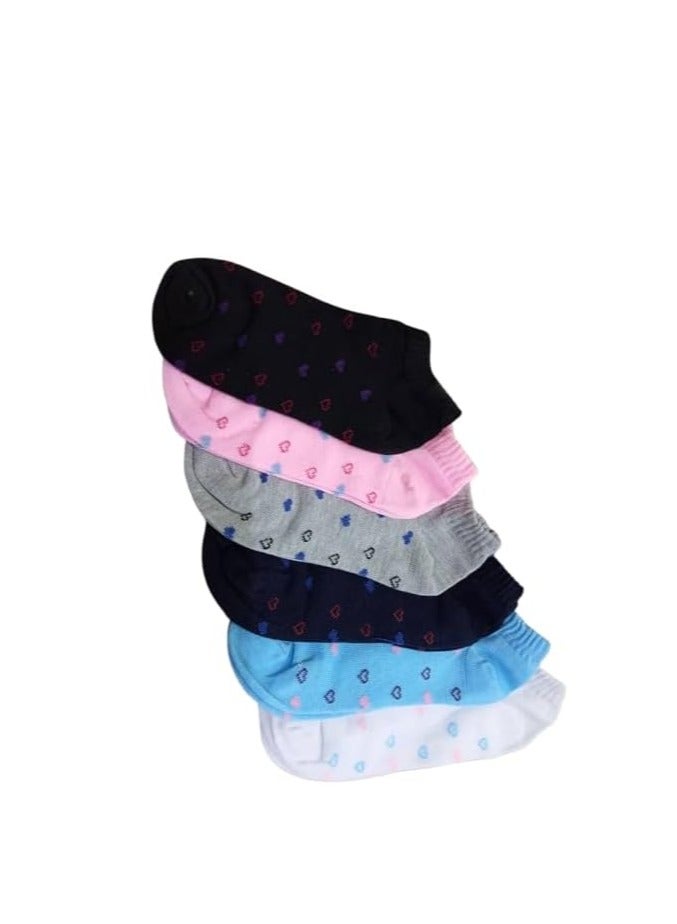 6 Pairs Multicolor Women Girls Short Ankle Length Socks Comfortable Soft Suitable for Running Jogging Fitness Home Daily Life  - Image 1