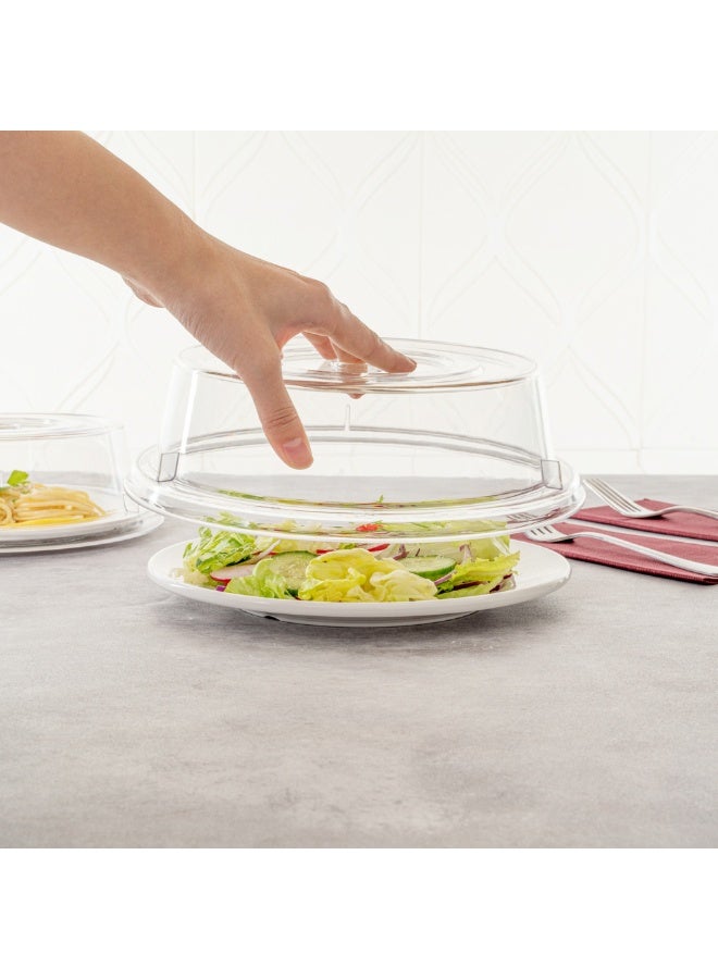 Restaurantware أغطية أطباق بولي كربونات من كاتر تيك بحجم 9.4 بوصة، 10 أغطية أطباق مقاومة للكسر - قابلة للغسل في غسالة الصحون، لأطباق بحجم 9 بوصة، أغطية بلاستيكية شفافة، تصميم ثقب الأصابع، تتحمل حتى 210 فهرنهايت - Image 5