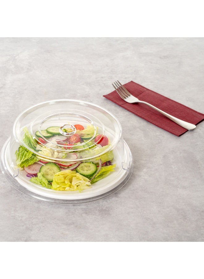 Restaurantware أغطية أطباق بولي كربونات من كاتر تيك بحجم 9.4 بوصة، 10 أغطية أطباق مقاومة للكسر - قابلة للغسل في غسالة الصحون، لأطباق بحجم 9 بوصة، أغطية بلاستيكية شفافة، تصميم ثقب الأصابع، تتحمل حتى 210 فهرنهايت - Image 3