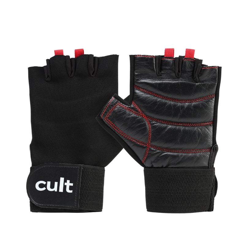CULT Fitness Training Gloves for Men & Women – Premium Grip Unisex Workout Gloves with Breathable Lycra & Half-Finger Design – Durable, Anti-Slip, Sweat-Absorbent Gym Gloves -Black Red | Large - Image 5
