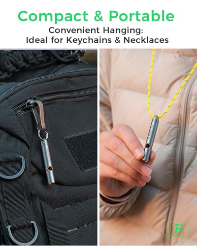 IUMIUN Titanium Pealess Emergency Whistle, 120-130dB High Frequency Safety Survival Whistle for Hiking Camping Boating Dog Training(Matte 1 Pack) - Image 5