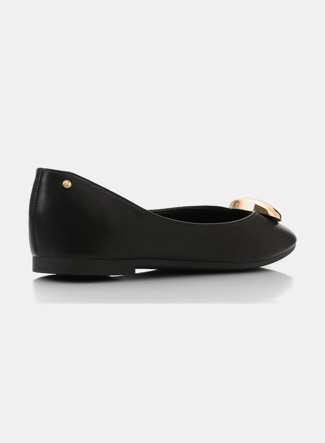 Dejavu Shoes HOT-DVTX-014 With A Gold Middle Buckle Plain Ballerina For Women - Image 3