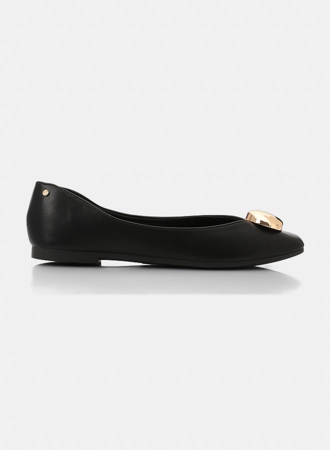Dejavu Shoes HOT-DVTX-014 With A Gold Middle Buckle Plain Ballerina For Women - Image 1
