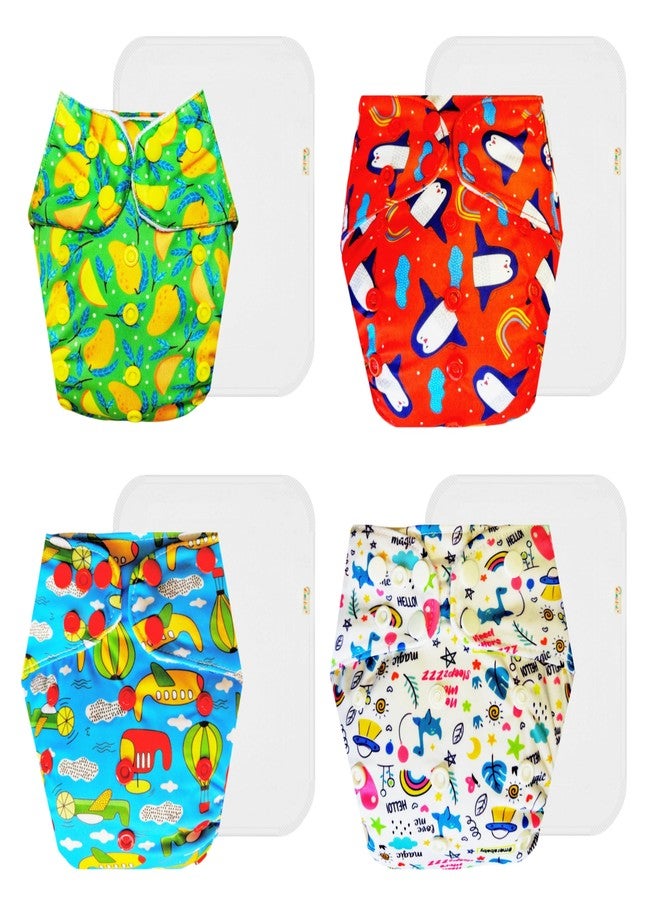 Dumbledo Premium Cloth Diaper with Cotton Insert (Pack of 4) | Soft & Gentle | 6-Layer Absorbent Pad | Adjustable Snaps | Designed by Moms | 3 Months - 3 Years | Unisex Baby - Image 1