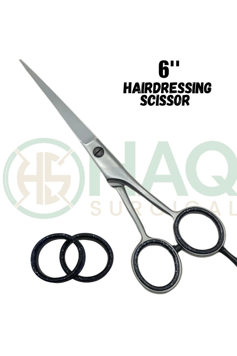 Generic 6" Professional Hair Cutting Barber Salon Scissors with Leather Pouch- Stainless Steel Sharp Blades Hairdressing Scissor/Shear for Women,Men & Adults  - Image 1