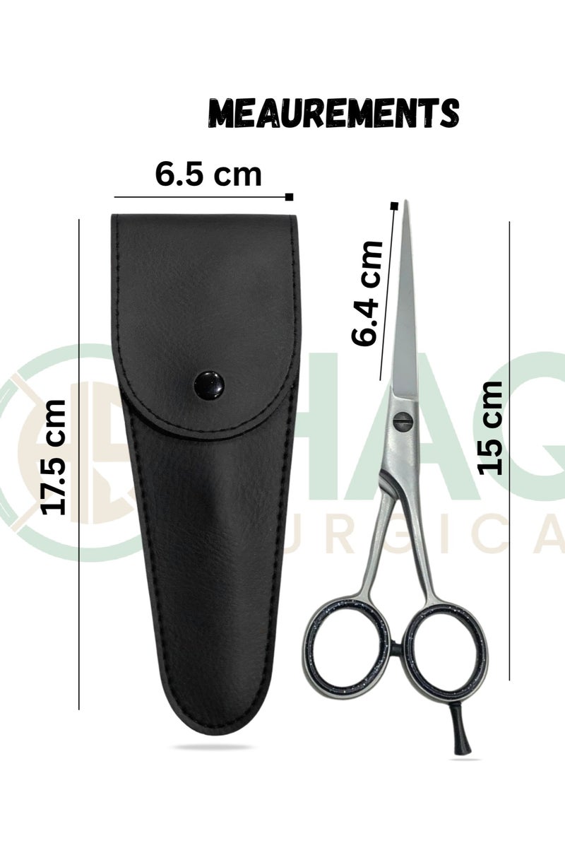 Generic 6" Professional Hair Cutting Barber Salon Scissors with Leather Pouch- Stainless Steel Sharp Blades Hairdressing Scissor/Shear for Women,Men & Adults  - Image 2