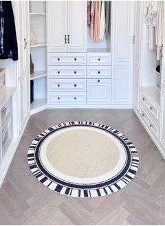 fashionhome Hand Woven Round Area Rugs Soft Vintage Bedside Carpet Washable Floor Rug with Non-slip Backing for Kitchen Bathroom Dining Room 120x120 cm  - Image 3