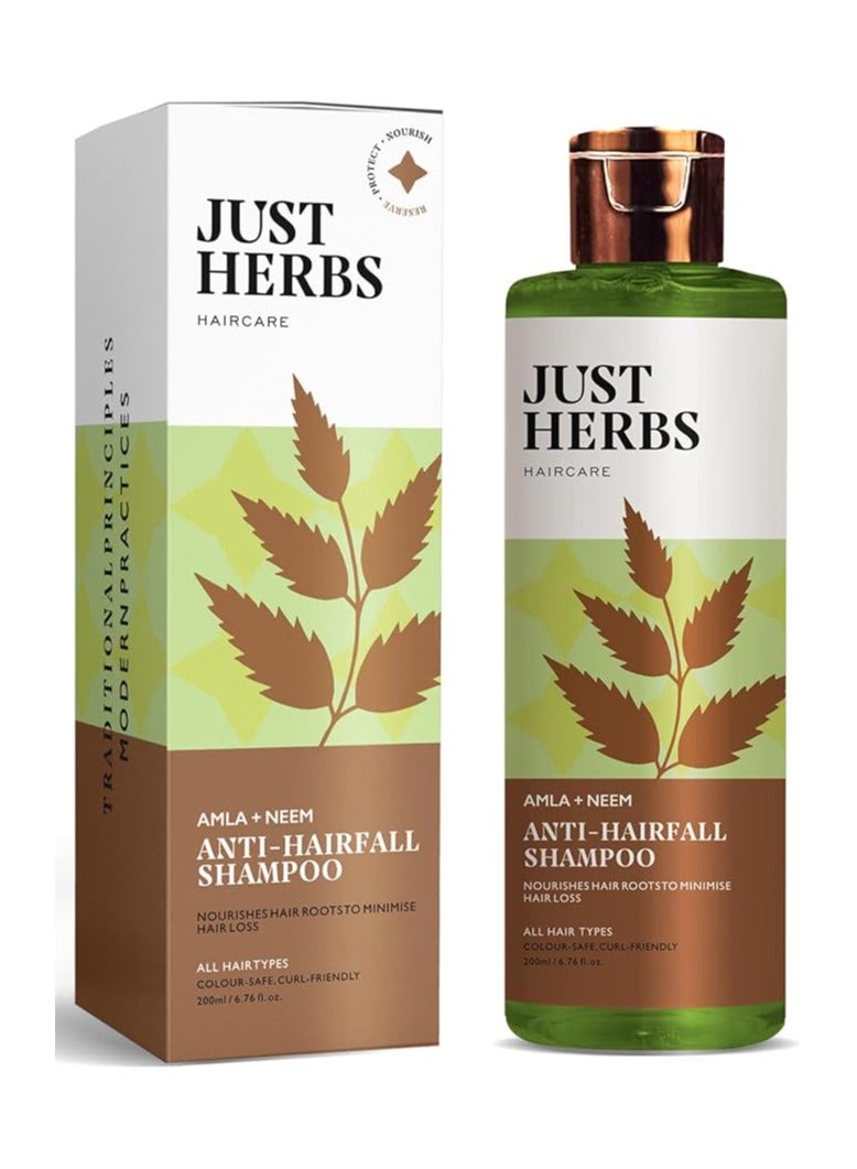 جاست هيربز شامبو جاست هيربز 8 في 1 المغذي لجذور أملا نيم للتحكم في تساقط الشعر للرجال والنساء - مناسب للشعر الدهني وفروة الرأس وخالي من الكبريتات والبارابين 200 مل - Image 1