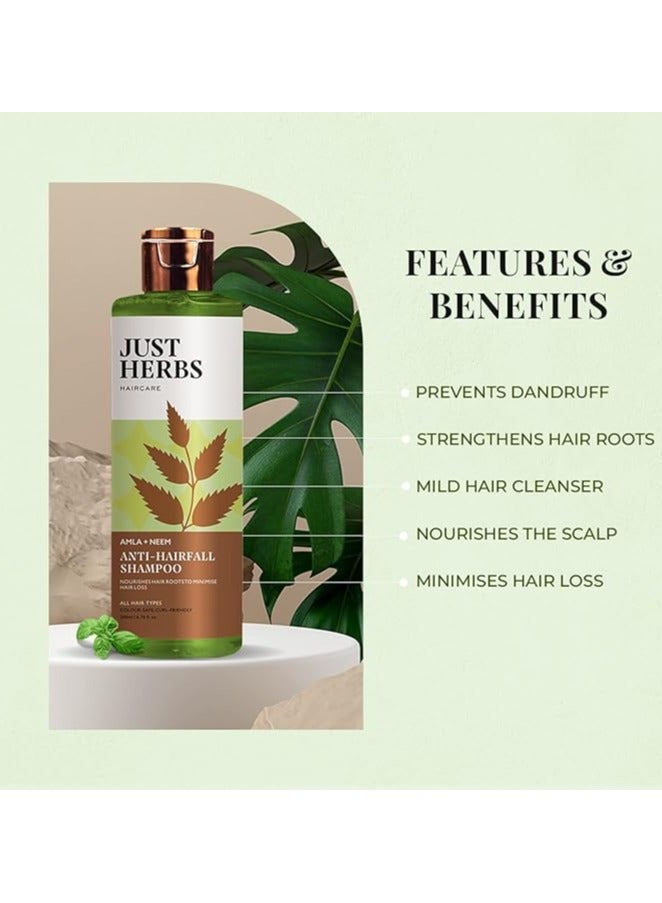 جاست هيربز شامبو جاست هيربز 8 في 1 المغذي لجذور أملا نيم للتحكم في تساقط الشعر للرجال والنساء - مناسب للشعر الدهني وفروة الرأس وخالي من الكبريتات والبارابين 200 مل - Image 2