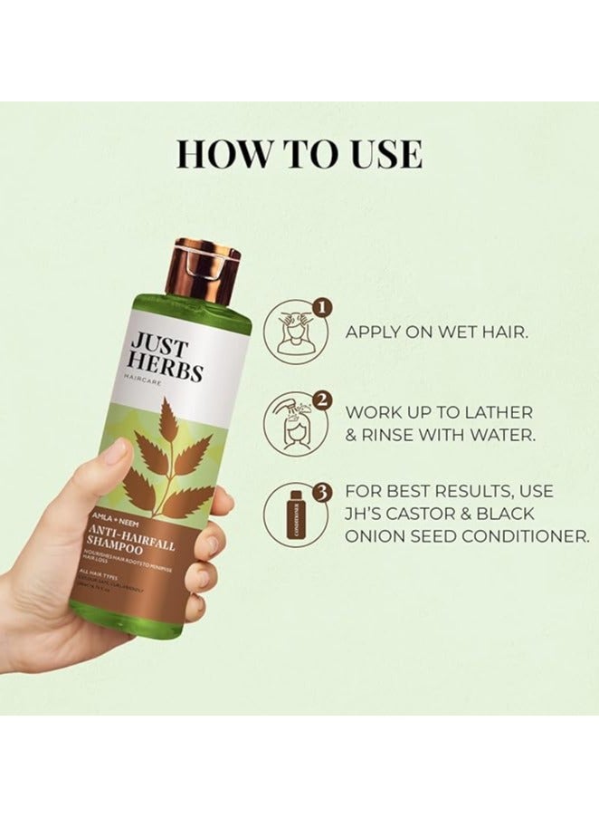 جاست هيربز شامبو جاست هيربز 8 في 1 المغذي لجذور أملا نيم للتحكم في تساقط الشعر للرجال والنساء - مناسب للشعر الدهني وفروة الرأس وخالي من الكبريتات والبارابين 200 مل - Image 5