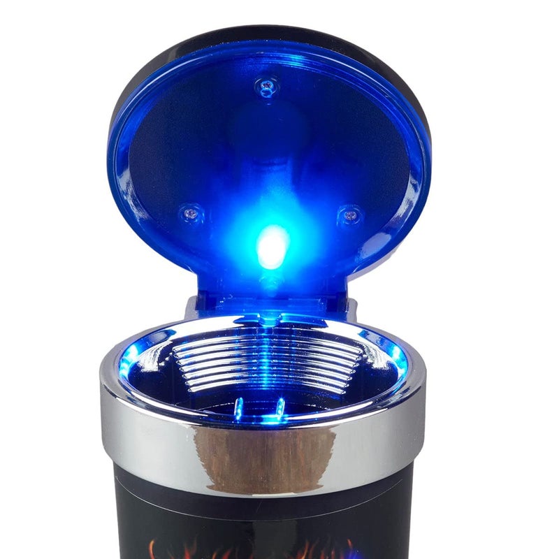 Kookee Plastic Car Ashtray with Lid & LED Light – Self-Extinguishing Cigarette Butt Holder for Indoor & Outdoor Use – Portable Smokeless Ash Tray for Home, Office, Tabletop & Vehicle,(9788) - Image 2