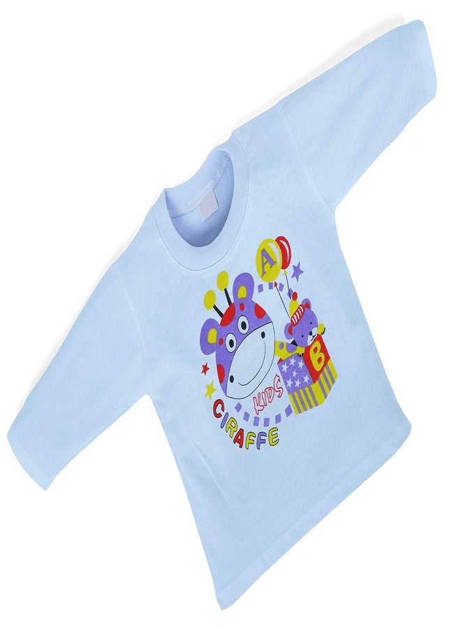 Pokory Tshirt for Kids Full Sleeve Printed Hosiery Cotton Blue T-Shirt & Tops for Baby Boys Unisex T-Shirt & Tops Infant Clothing for 18 to 24 Month Pack of 1 Size 5 - Image 1