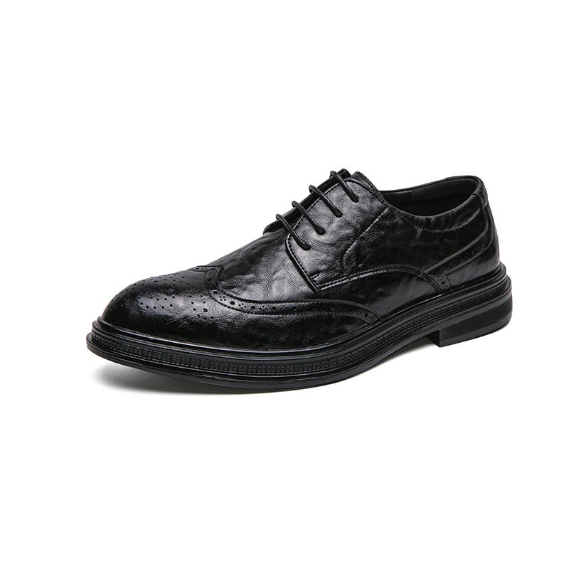 Men'S Shoes Large Size New Men'S Business Formal Shoes Fashion Trend Hand-Grabbed Leather Shoes British Style Wedding Shoes For Men - Image 1