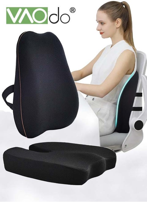 Lumbar Support Pillow for Office Chair with Ergonomic Multi-Region Design Extra Dense Memory Foam for Office Chair Car Seat Lumbar and Back Support Memory Foam Pillow Coccyx Cushion for Tailbone