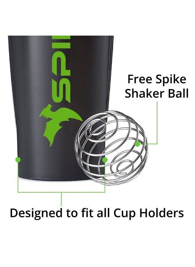 Spike Protein Shaker Bottle for Whey Protein Mix, Cycling, Gym Water Bottle with Stainless Steel Ball 700ml (Black) - Image 4