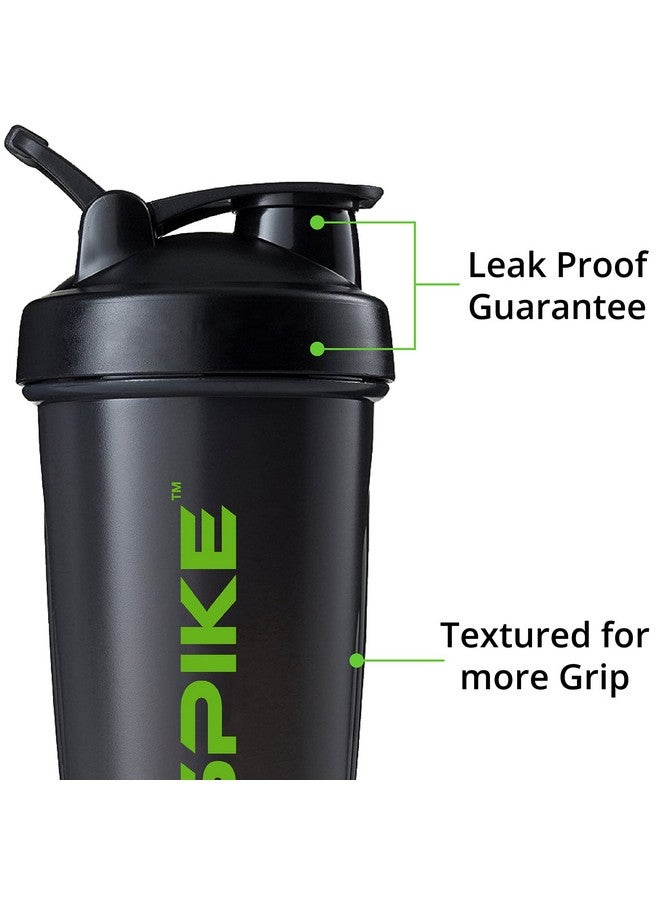 Spike Protein Shaker Bottle for Whey Protein Mix, Cycling, Gym Water Bottle with Stainless Steel Ball 700ml (Black) - Image 3