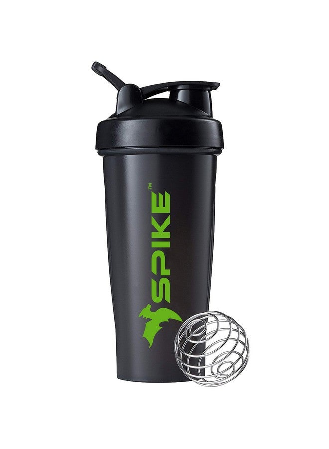 Spike Protein Shaker Bottle for Whey Protein Mix, Cycling, Gym Water Bottle with Stainless Steel Ball 700ml (Black) - Image 1