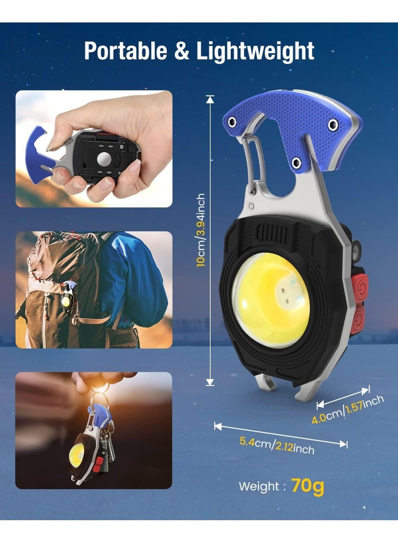 Keychain Work Light, 7 Modes Mini Rechargeable Flashlight, IPX5, 800 Lumens Keychain COB Flashlight, Multifunctional Portable Lantern with Whistle Blade and Magnetic Base for Camping Emergency Lighting - Image 4