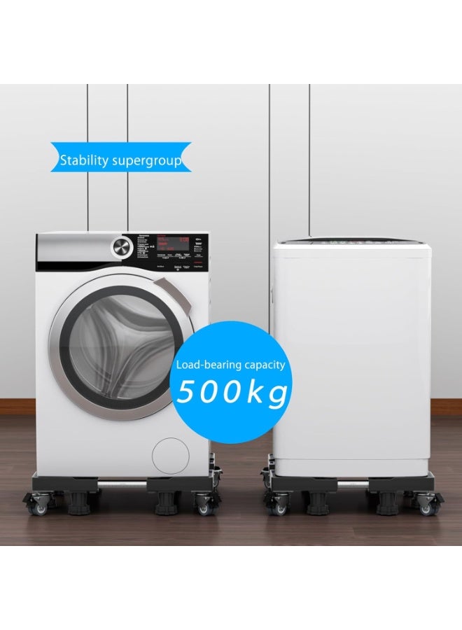 Washing Machine Stand with Wheels – Adjustable & Movable Washer Dryer Base with 4 Locking Rubber Wheels and 8 Strong Feet - Image 2