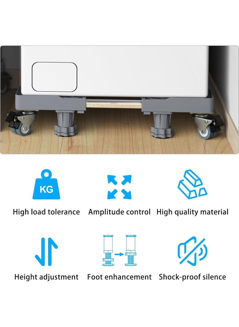 Washing Machine Stand with Wheels – Adjustable & Movable Washer Dryer Base with 4 Locking Rubber Wheels and 8 Strong Feet - Image 3