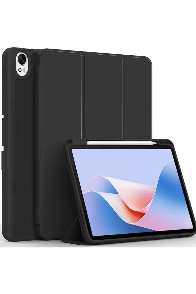 Shockproof Tablet Case Compatible with Huawei MatePad 11.5 Inch 2024, Slim Trifold TPU Shockproof Case with Pen Holder (Black)