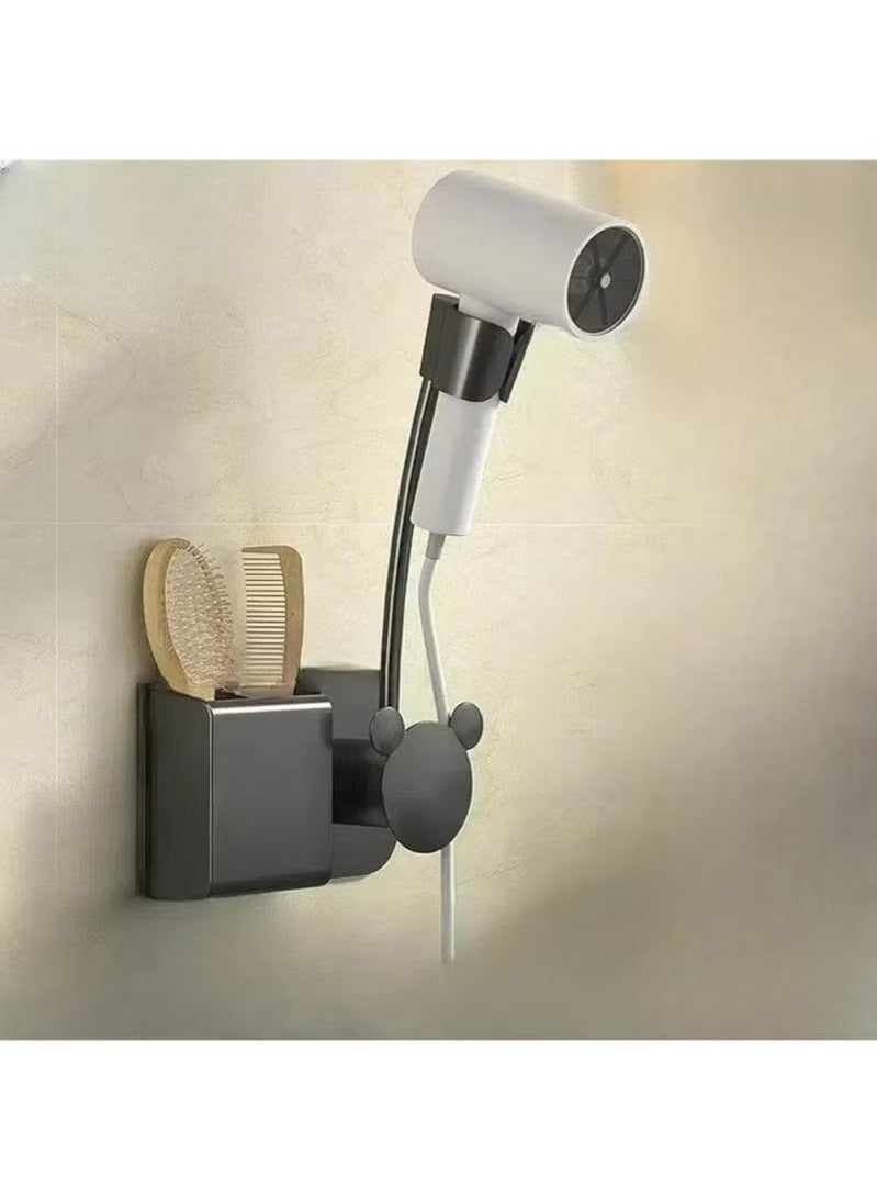 Bathroom Hanging Shelf, Hair Dryer Holder Wall Mounted, Adjustable Angle Rotating Lazy Hair Dryer Brackets, for Bathroom Toilet Bedroom Wall -Mounted Mirrors and Tiles - Image 1