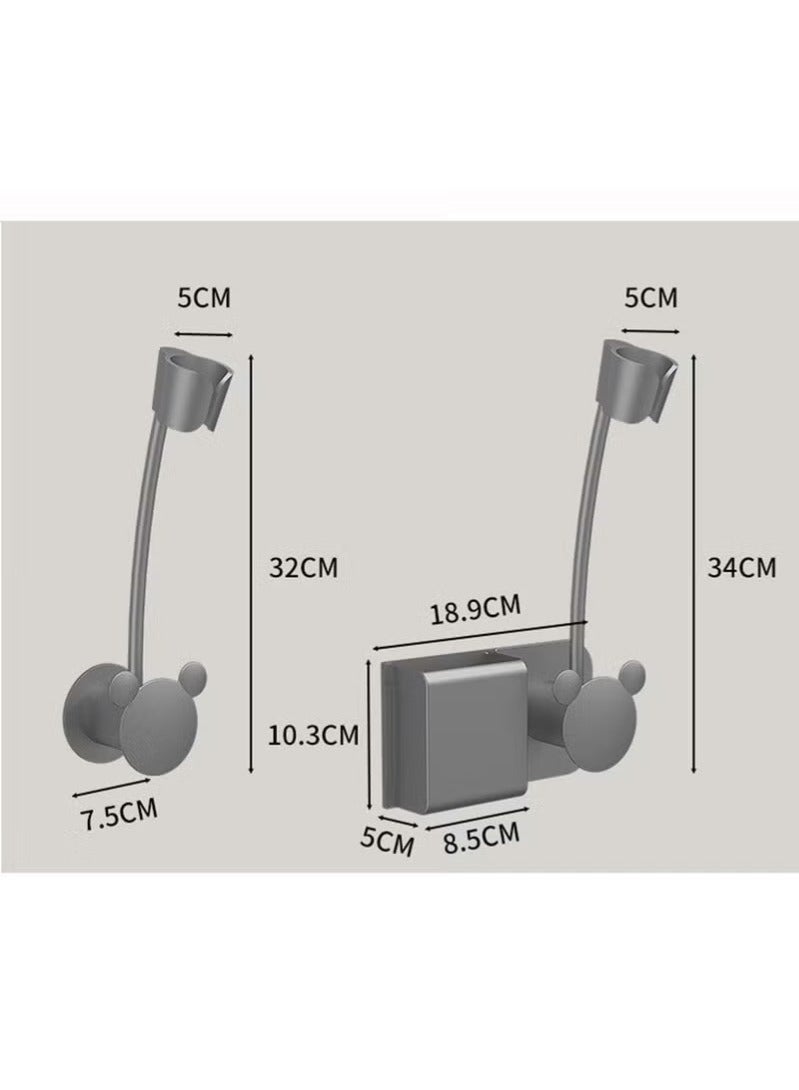 Bathroom Hanging Shelf, Hair Dryer Holder Wall Mounted, Adjustable Angle Rotating Lazy Hair Dryer Brackets, for Bathroom Toilet Bedroom Wall -Mounted Mirrors and Tiles - Image 5