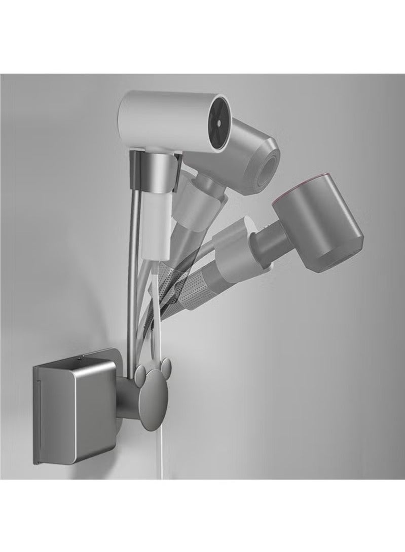 Bathroom Hanging Shelf, Hair Dryer Holder Wall Mounted, Adjustable Angle Rotating Lazy Hair Dryer Brackets, for Bathroom Toilet Bedroom Wall -Mounted Mirrors and Tiles - Image 2
