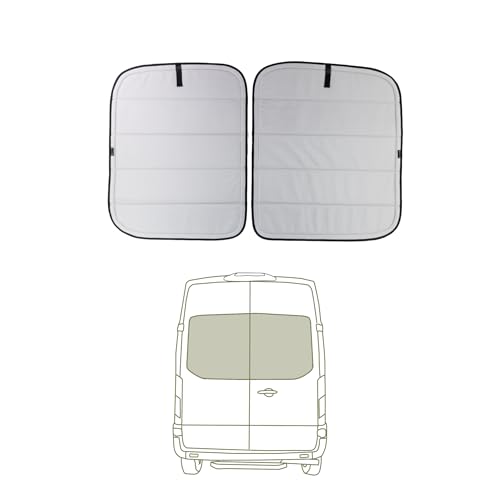 VanEssential Insulated Blackout Rear Door Window Covers Designed for Ford Transit Van High and Medium Roof Year 2015 to Current with NO Plastic Trim (Pair) - Cool Gray - Image 1