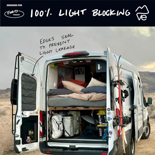 VanEssential Insulated Blackout Rear Door Window Covers Designed for Ford Transit Van High and Medium Roof Year 2015 to Current with NO Plastic Trim (Pair) - Cool Gray - Image 4