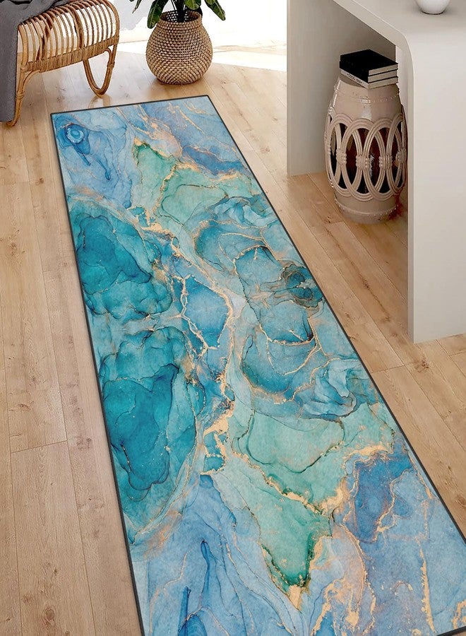Bribay Runner Rug, Washable and Non-Slip 2'x6' Painting Marble Ocean Ombre Sea Space Hallway Kitchen Area Rug, Indoor Entryway Door Mat, Floor Mat Carpet for Bedroom, Bathroom, Laundry, Living Room - Image 5