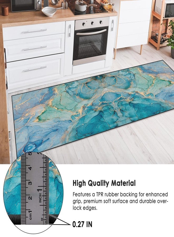 Bribay Runner Rug, Washable and Non-Slip 2'x6' Painting Marble Ocean Ombre Sea Space Hallway Kitchen Area Rug, Indoor Entryway Door Mat, Floor Mat Carpet for Bedroom, Bathroom, Laundry, Living Room - Image 3