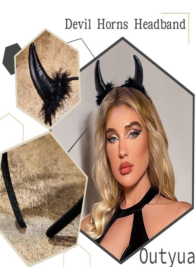 Outyua Devil Horns Headband Halloween Devil Headband Black Devil Ears Headbands for Women Men Cosplay Accessories - Image 5